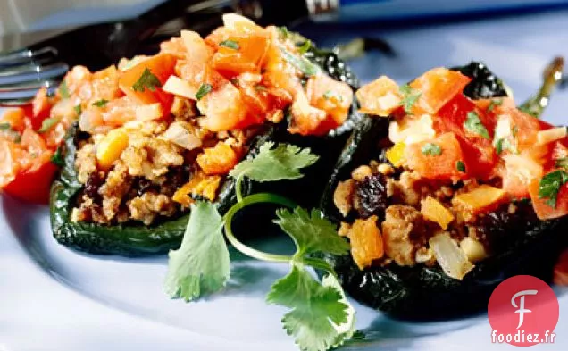 Poblanos Farcis Au Porc Et Aux Fruits