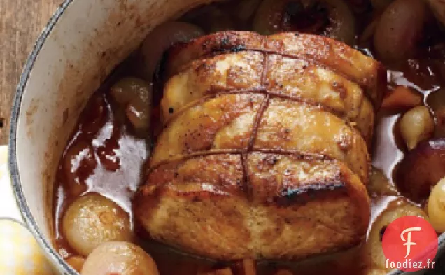 Longe de Porc aux Oignons Perlés et Abricots
