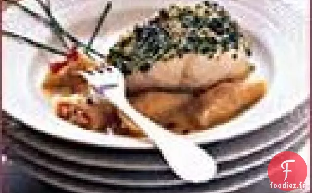 Doré Jaune en Croûte d'Herbes de Symon avec Pierogi de Homard