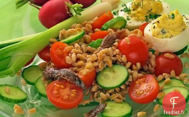 Salade De Farro Et Tomates Au Basilic Et Anchois
