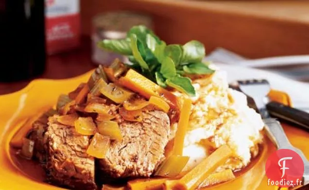 Rôti de Merlot avec Pommes de Terre Écrasées au Raifort