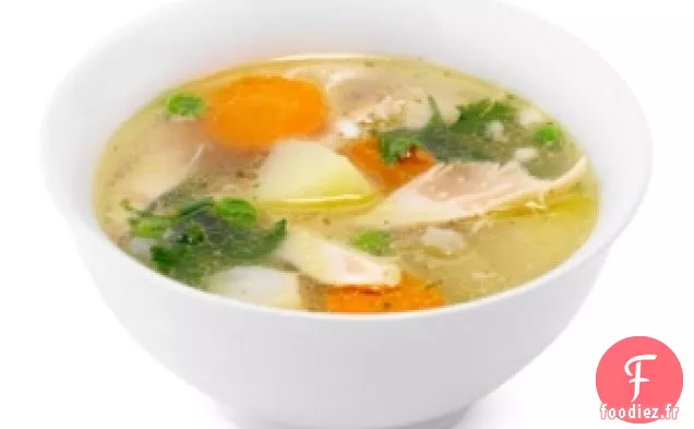 Soupe De Poulet Intelligente Au Cœur Avec Des Boules De Matzo De Blé Entier