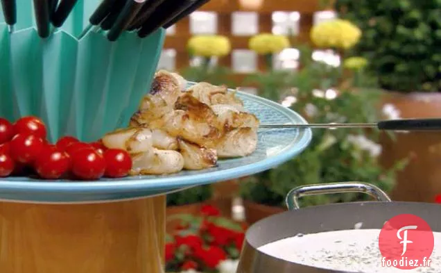 Fondue au Fromage Bleu aux Tomates Cerises et Oignons Cipollini Rôtis