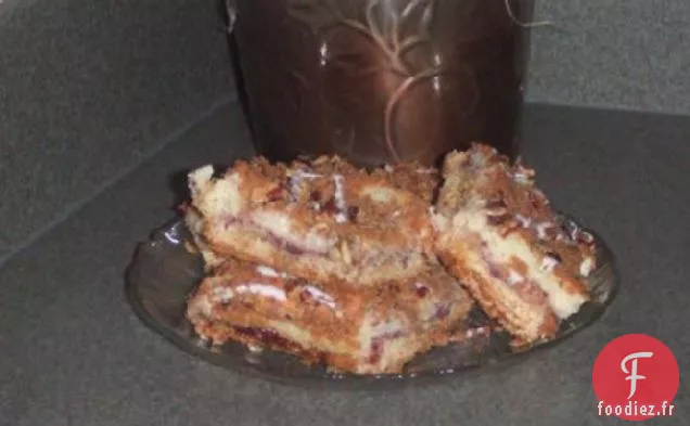 Barres de Fromage À la Crème aux Framboises et aux Pacanes