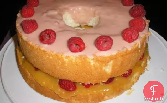 Gâteau aux Anges Au Citron Fourré Au Caillé de Citron et à la Framboise Fraîche