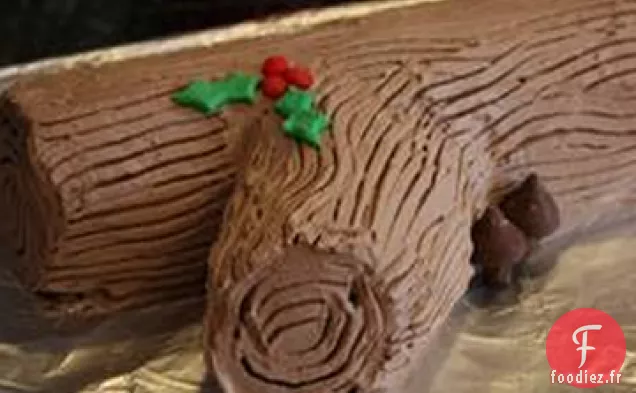 Bûche de Noël au Chocolat sans Cuisson avec Champignons au Chocolat