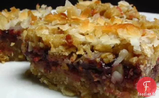 Barres à la Noix de Coco et aux Framboises à l'Avoine