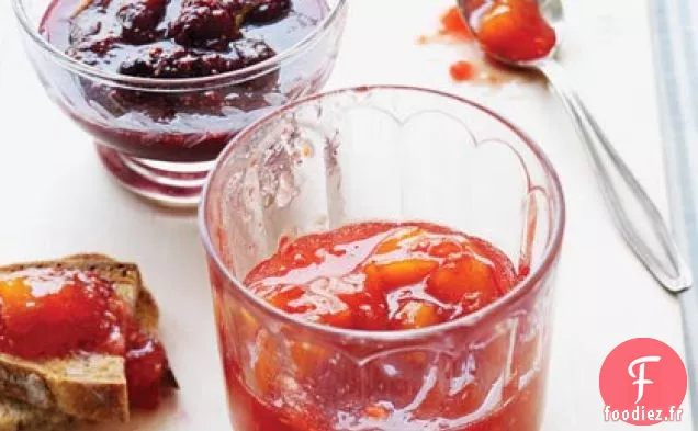 Confiture Pêche-Framboise-Lavande