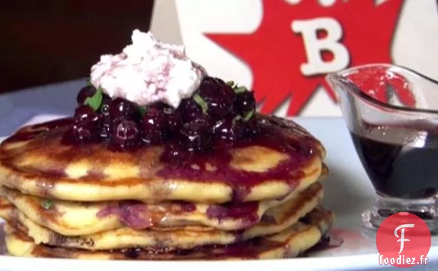Crêpes Citron-Myrtille - Ricotta-Babeurre avec Relish Myrtille-Cassis et Sirop d'Érable aux Myrtilles