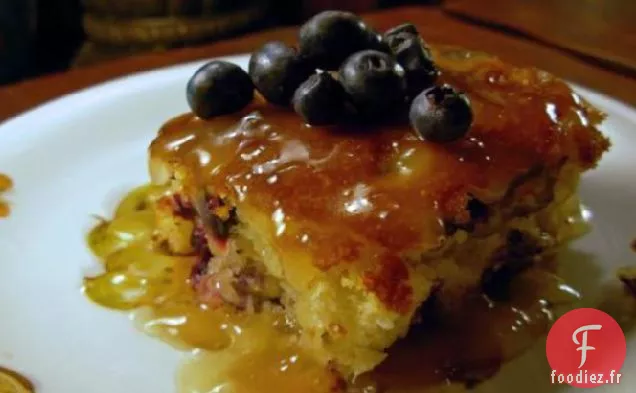 Gâteau au Citron et aux Myrtilles et Sauce Chaude au Miel et au beurre