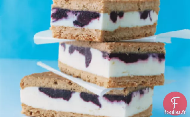 Sandwichs à la Crème Glacée au Citron avec Tourbillon de Myrtilles