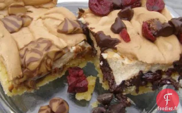 Carrés de Meringue Aux Canneberges Et Caramel Tourbillonnés