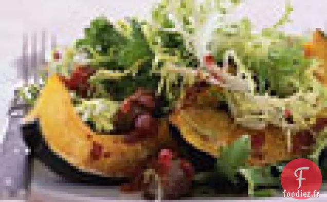 Salade de Courge Rôtie, Châtaigne et Chicorée avec Vinaigrette aux Canneberges
