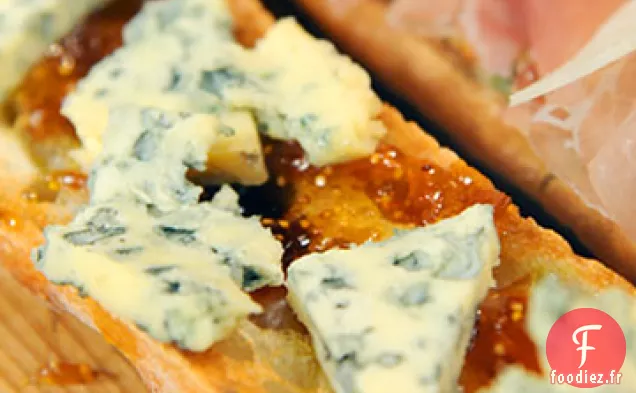 Baguette à Face Ouverte avec Marmelade de Figues et Fromage Bleu