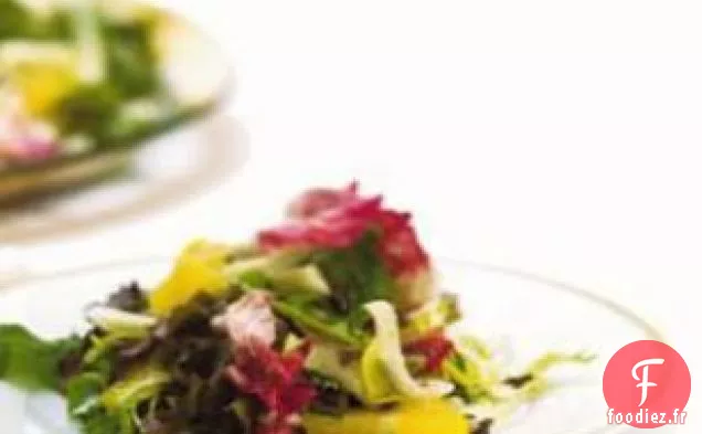 Salade Mixte De Laitue, Fenouil Et Orange Avec Vinaigrette Aux Olives Noires