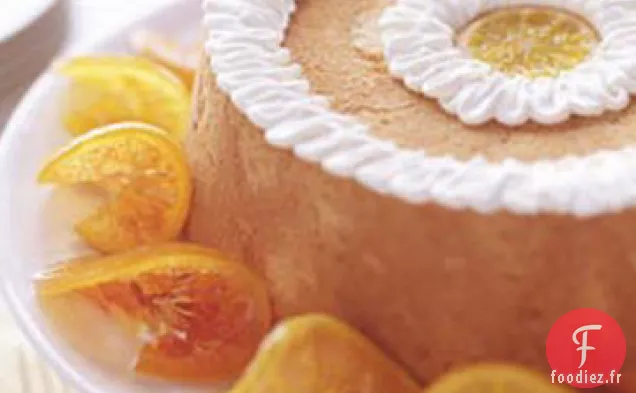 Gâteau aux Anges au Sucre Brun avec Tranches d'Agrumes Confites