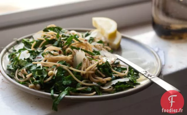 Pâtes Vertes au Collard Citronné