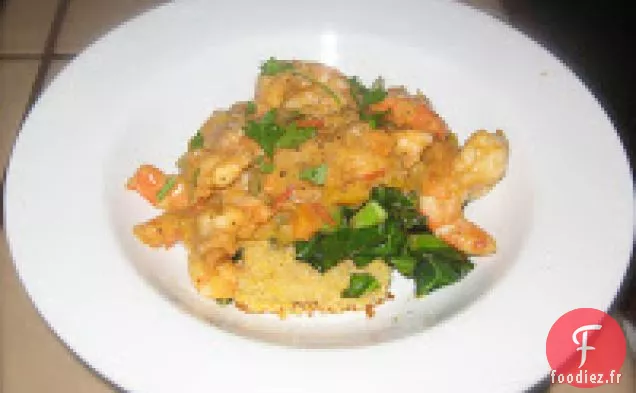 Etouffee De Crevettes de Diva Domestique Aux Verts de Collard et au Miel Cor