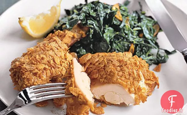 Poulet Croustillant et Collards à l'Ail