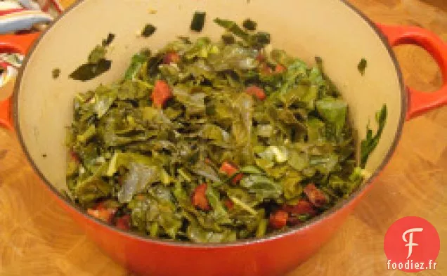 Cuisiner le livre: Légumes verts de Collard avec Piments Poblano et Chorizo