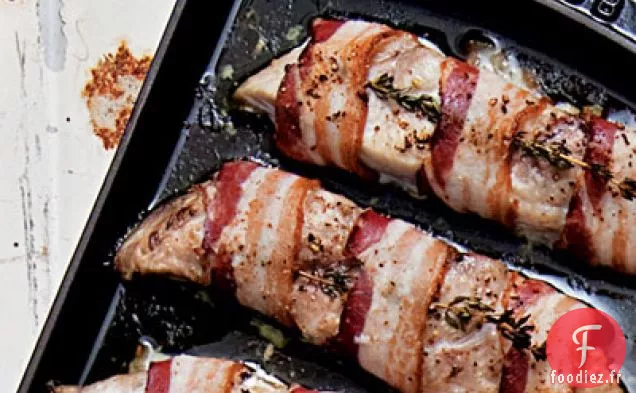 Poisson bleu enveloppé de bacon