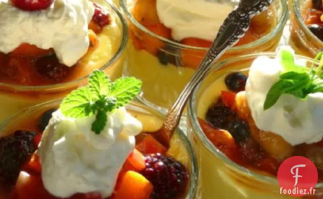 Flan de Fruits Frais et Pudding à la Vanille Tiède Parfaits