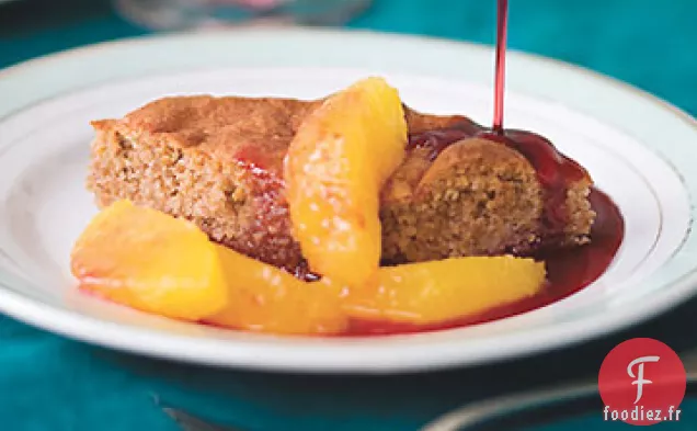Gâteau aux Noix et Amandes avec Compote d'Orange et de Grenade