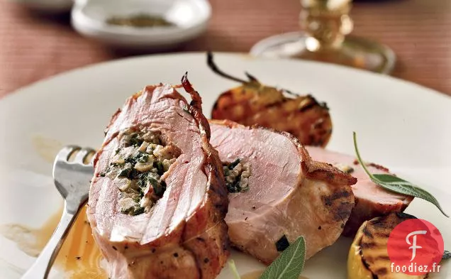 Filets de Porc Farcis au Bacon et Sauce Riesling aux Pommes