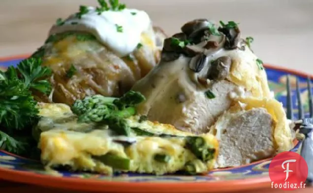 Poulet cuit au four en rouleaux de Croissant pour 2