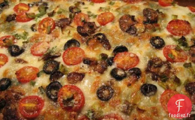 Pizza Grecque au Phyllo Avec Feta et Tomates