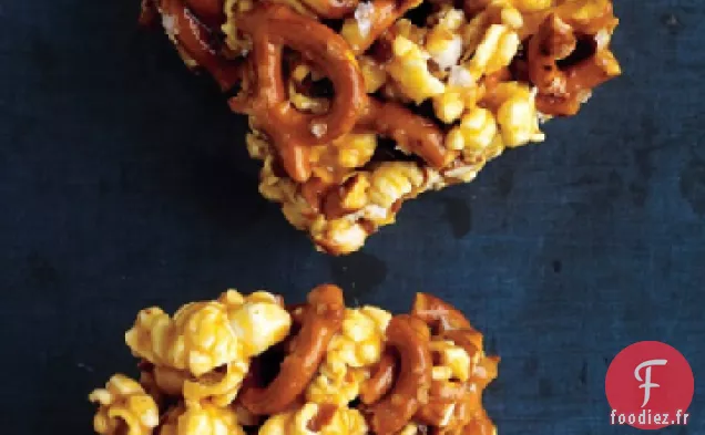 Barres de Pop-Corn et Bretzel au Caramel Moelleux