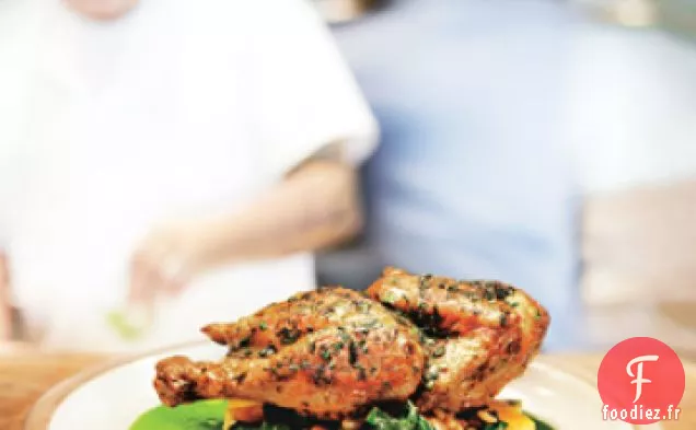 Poulet Rôti à la poêle avec Farro et Pistou aux Herbes