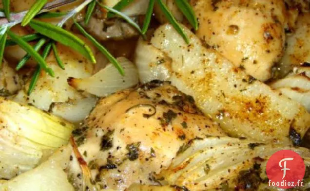 Poulet Rôti Au Romarin, Citron et Ail