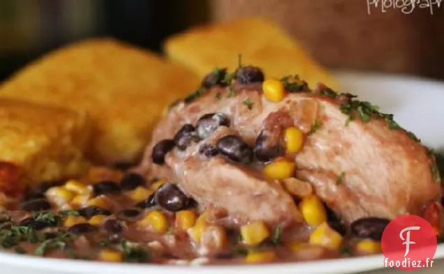 Poulet à la mijoteuse avec Haricots noirs et fromage à la crème...miam!