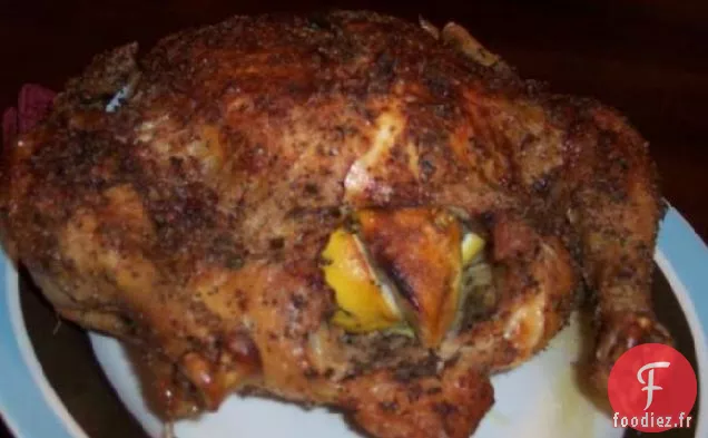 Poulet Rôti Frotté au Sel au Citron et au Thym