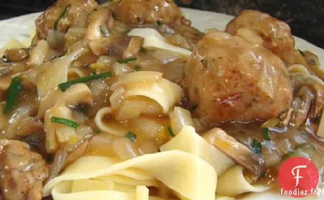 Hamburgers de Veau ou de dinde avec Sauce à l'oignon (Faible en gras!)