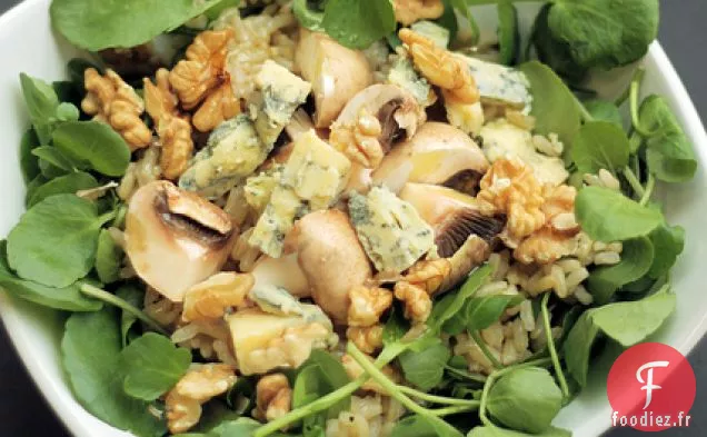 Riz De Grains Entiers Aux Champignons De Châtaigne, Fromage Bleu Et Eau