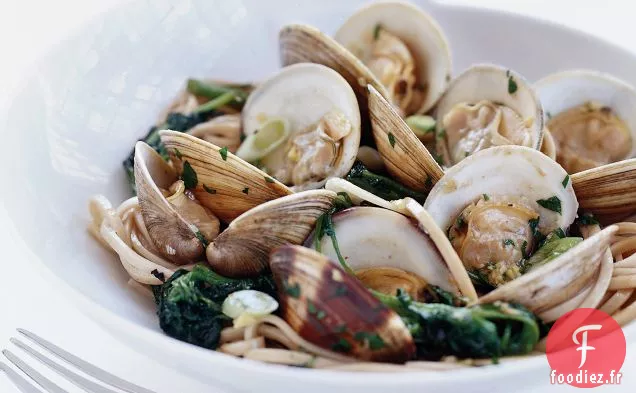 Palourdes Grésillées avec Nouilles Udon et Cresson
