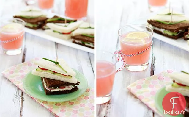 Sandwich Au Thé Au Concombre Avec Radis Et Cresson