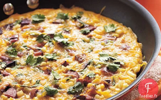 Frittata de Saucisse Fumée et Maïs