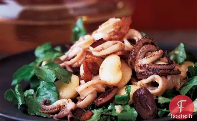 Salade de Calamars épicés au Cresson et Haricots de Lima