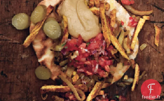 Shawarma de Dinde avec Relish de Tomate et Sauce Tahini