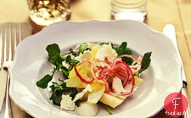 Salade D'Endives Et De Cresson Aux Oignons Rouges Marinés