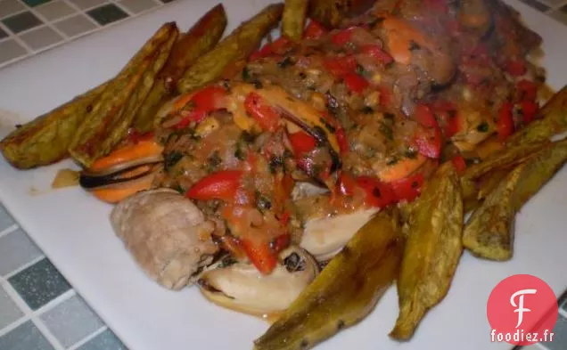 Moules Sautées au Piment, Ail et Basilic