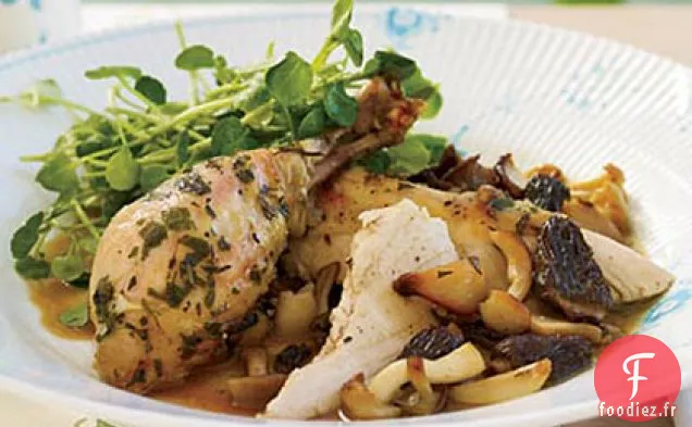 Poulet aux Herbes Rôties aux Morilles et Salade de Cresson