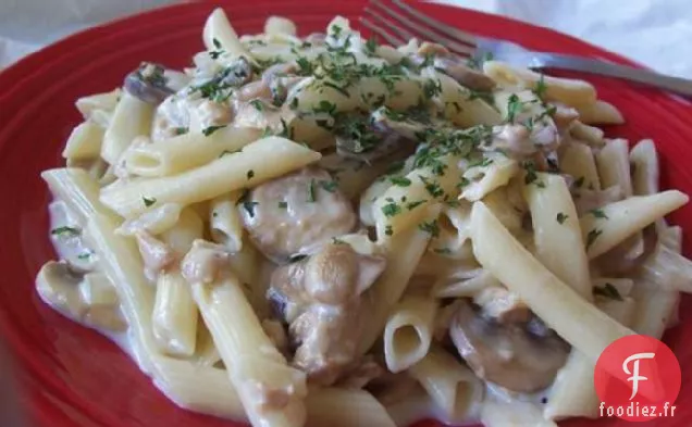 Pâtes Penne À la Sauce aux Palourdes aux Champignons et Fromages