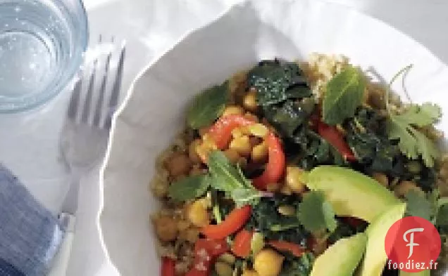 Pois Chiches Au Safran Et Légumes Verts Amers Au Quinoa