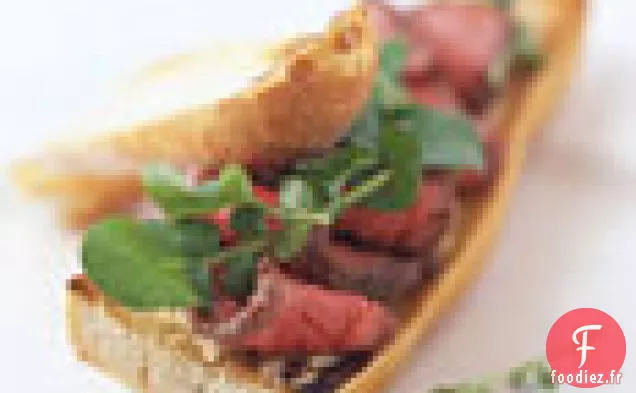 Sandwichs au Steak au Beurre de Moutarde au Raifort et au Cresson