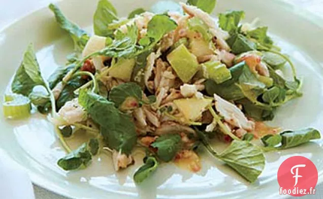 Salade de Crabe, Pomme et Cresson avec Vinaigrette aux Noix