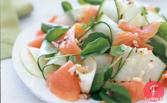 Salade De Ruban De Saumon Fumé Et Concombre Au Cumin